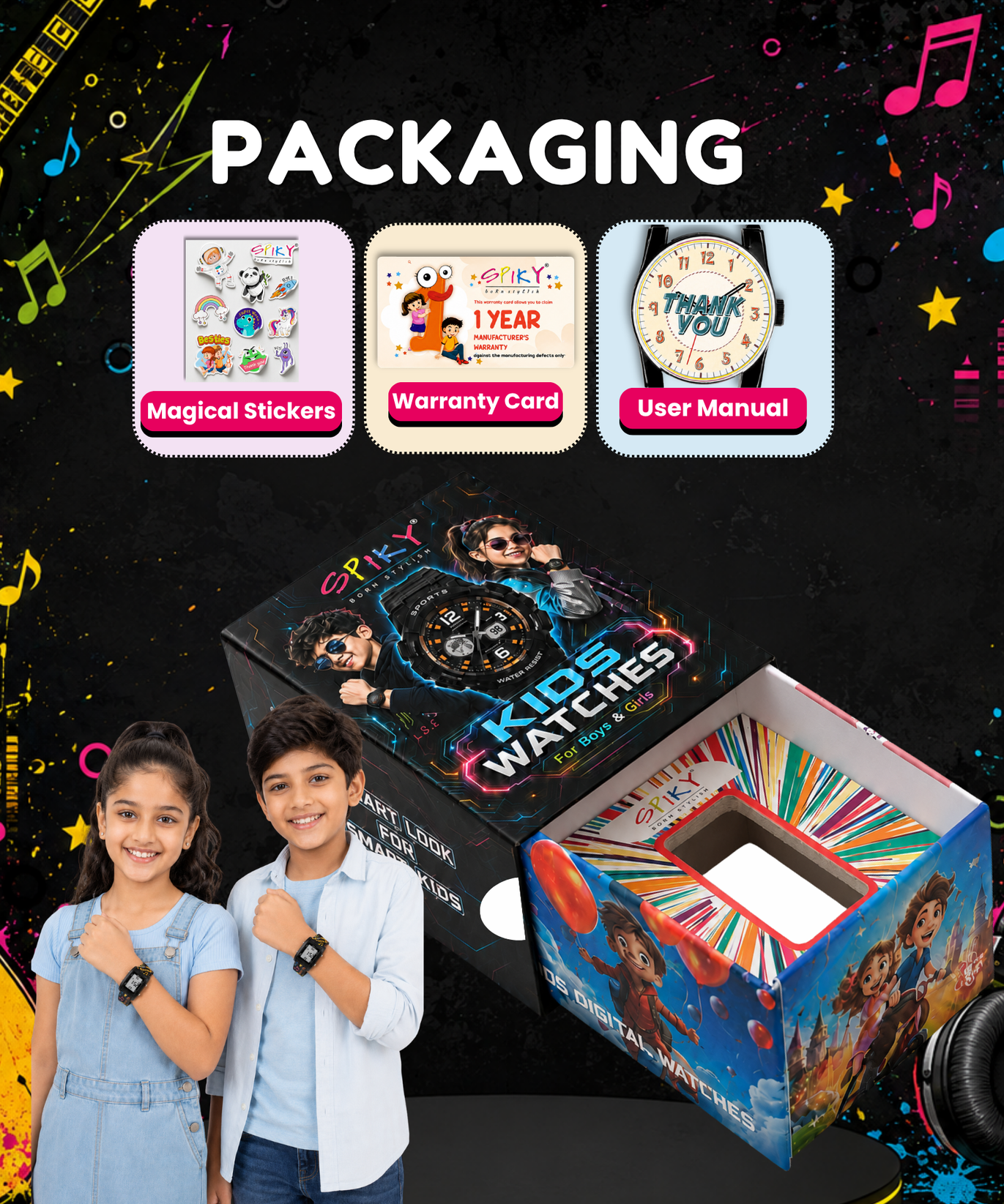 Spiky Kids Digital Watch for Girls and Boys