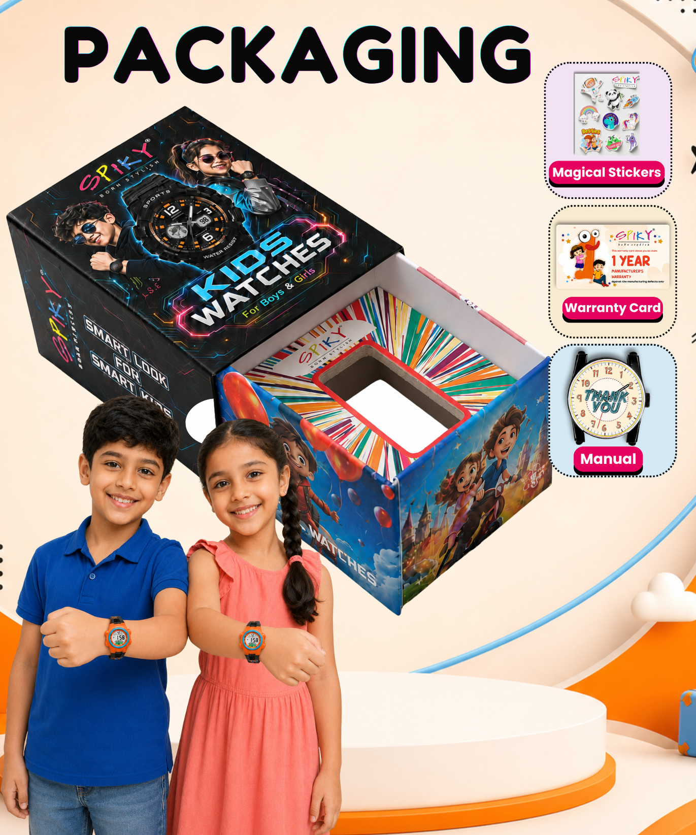 Spiky EVA52 Round Digital Sports Watch for Kids