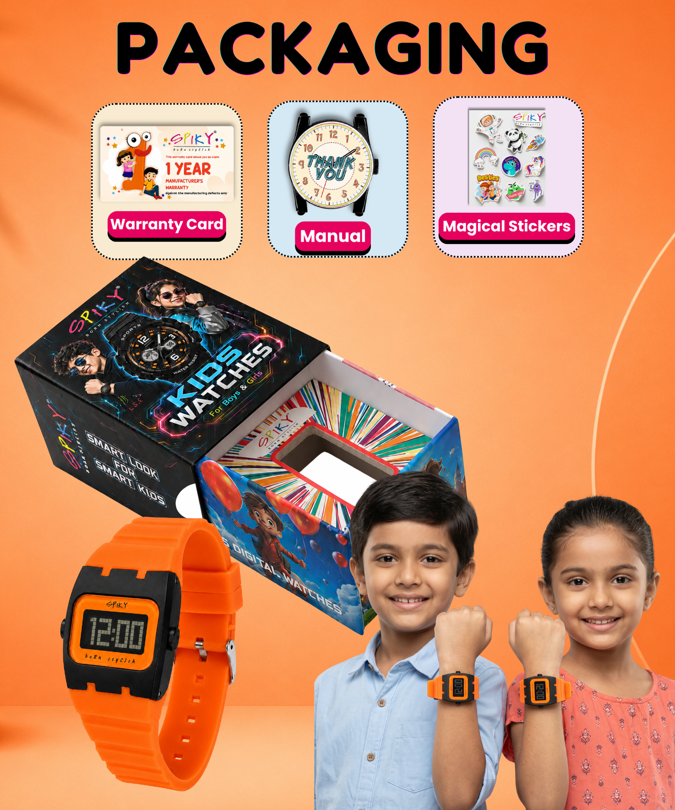 Spiky Rectangle Digital Sports Watch for Kids