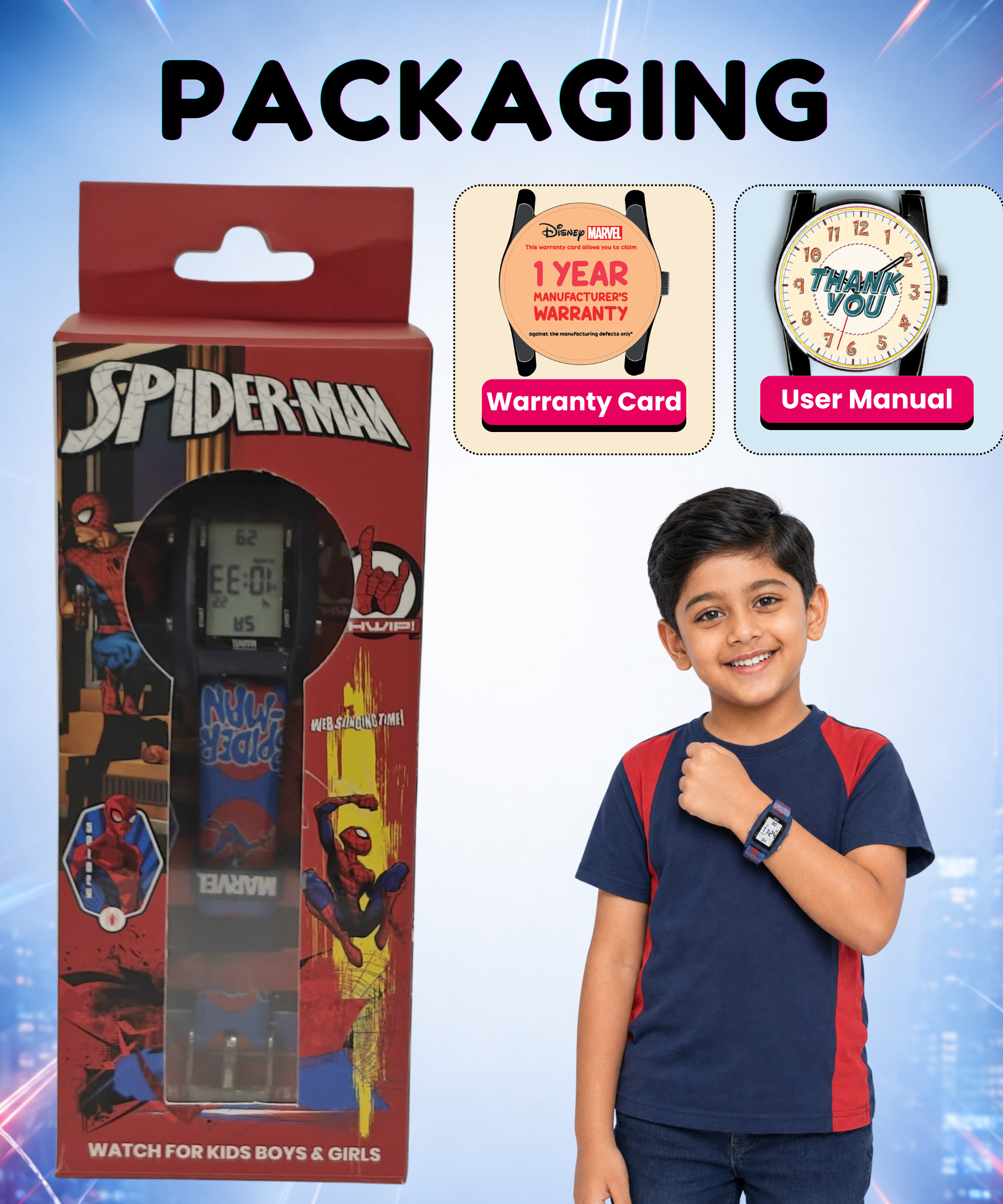 Spiky Spiderman theme Digital Kids Watch