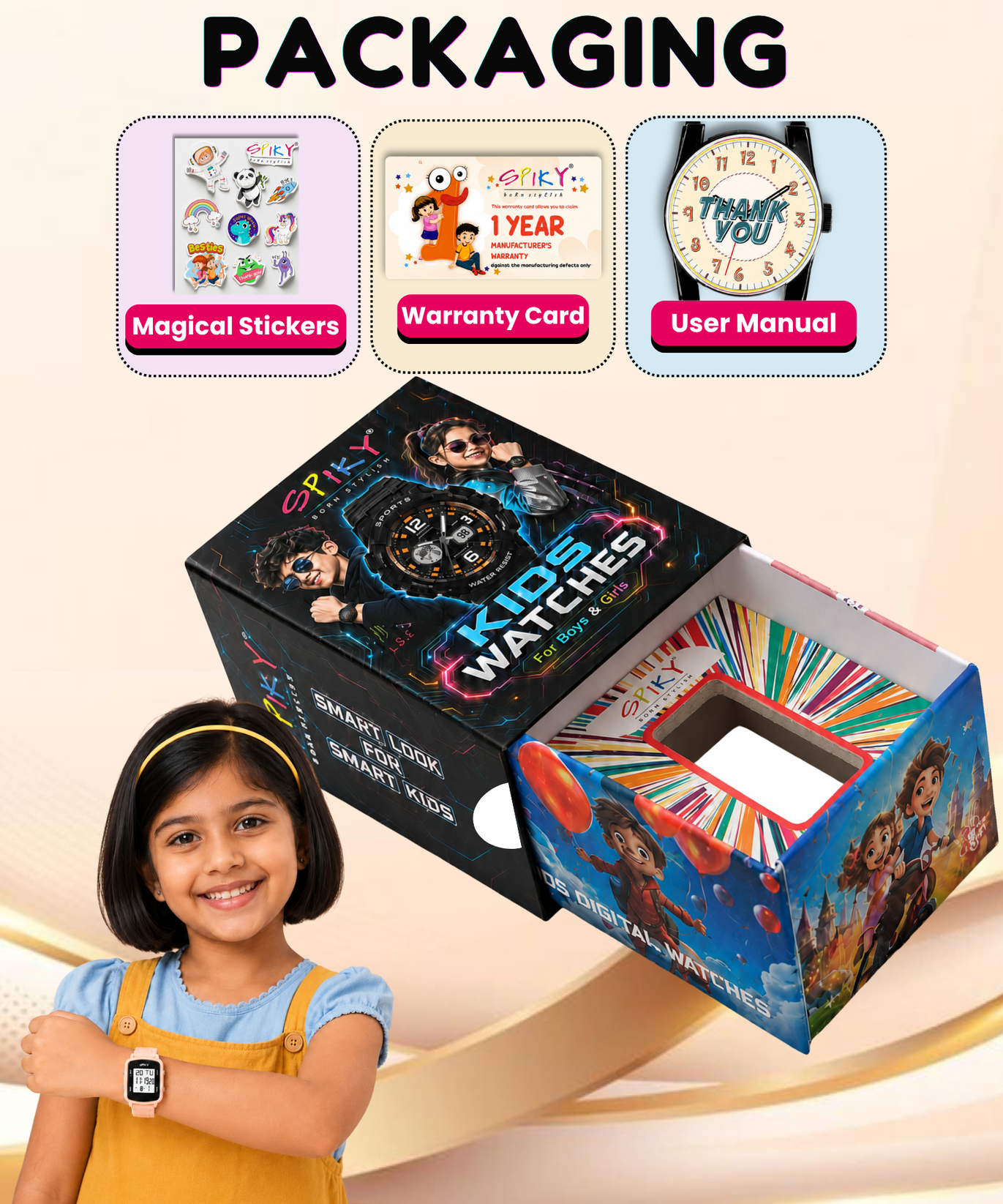 SPIKY Square Digital Watch for Kids Boys & Girls