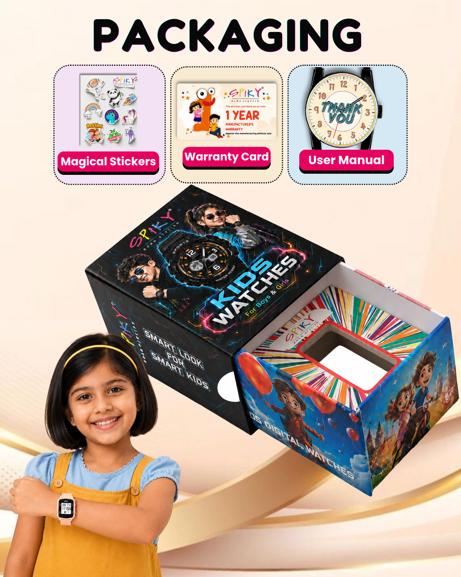 SPIKY Square Digital Watch for Kids Boys & Girls