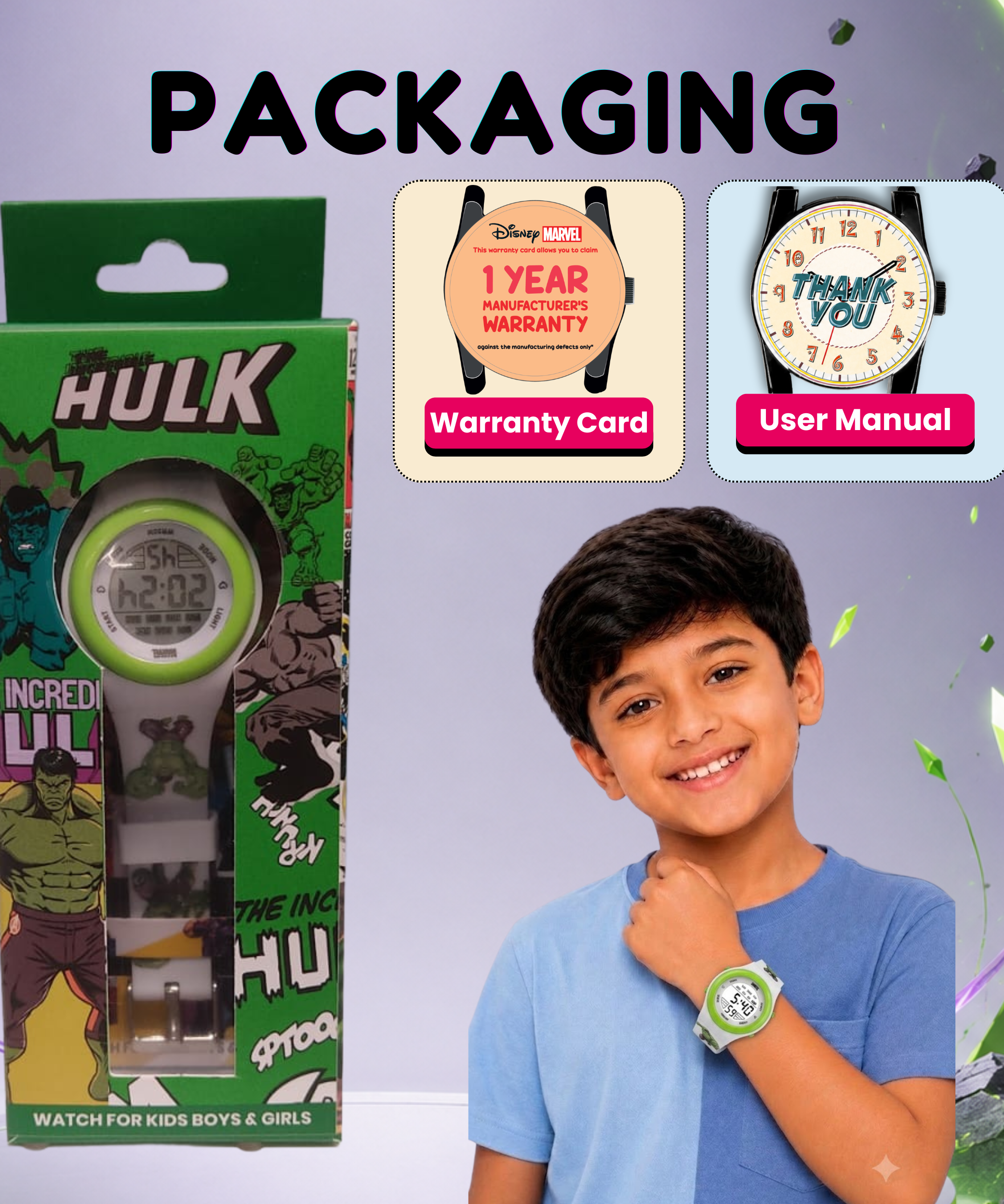 Spiky Superhero Hulk theme Digital Kids Watch