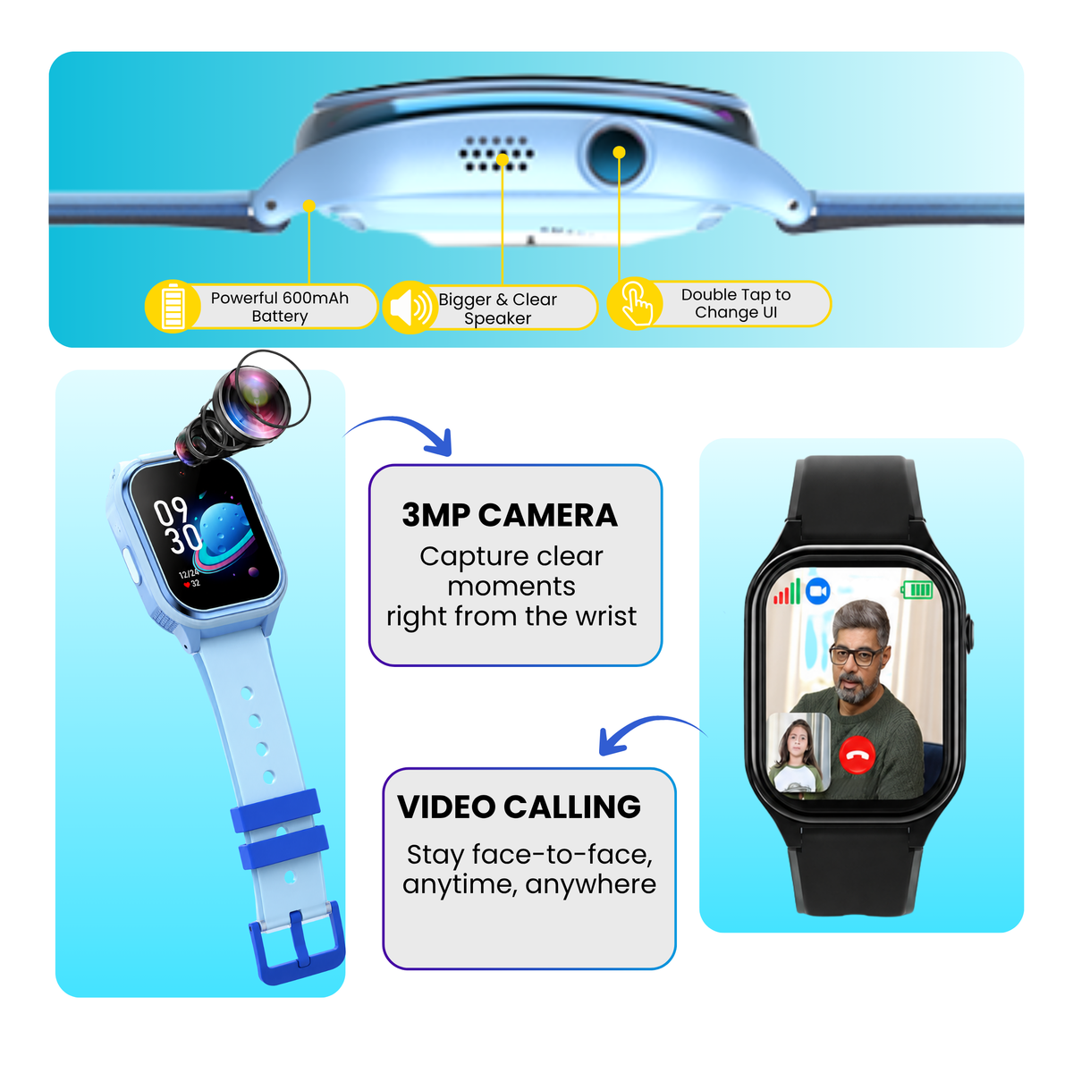 Spiky Smart Ai Video & Voice Calling Smartwatch for Kids