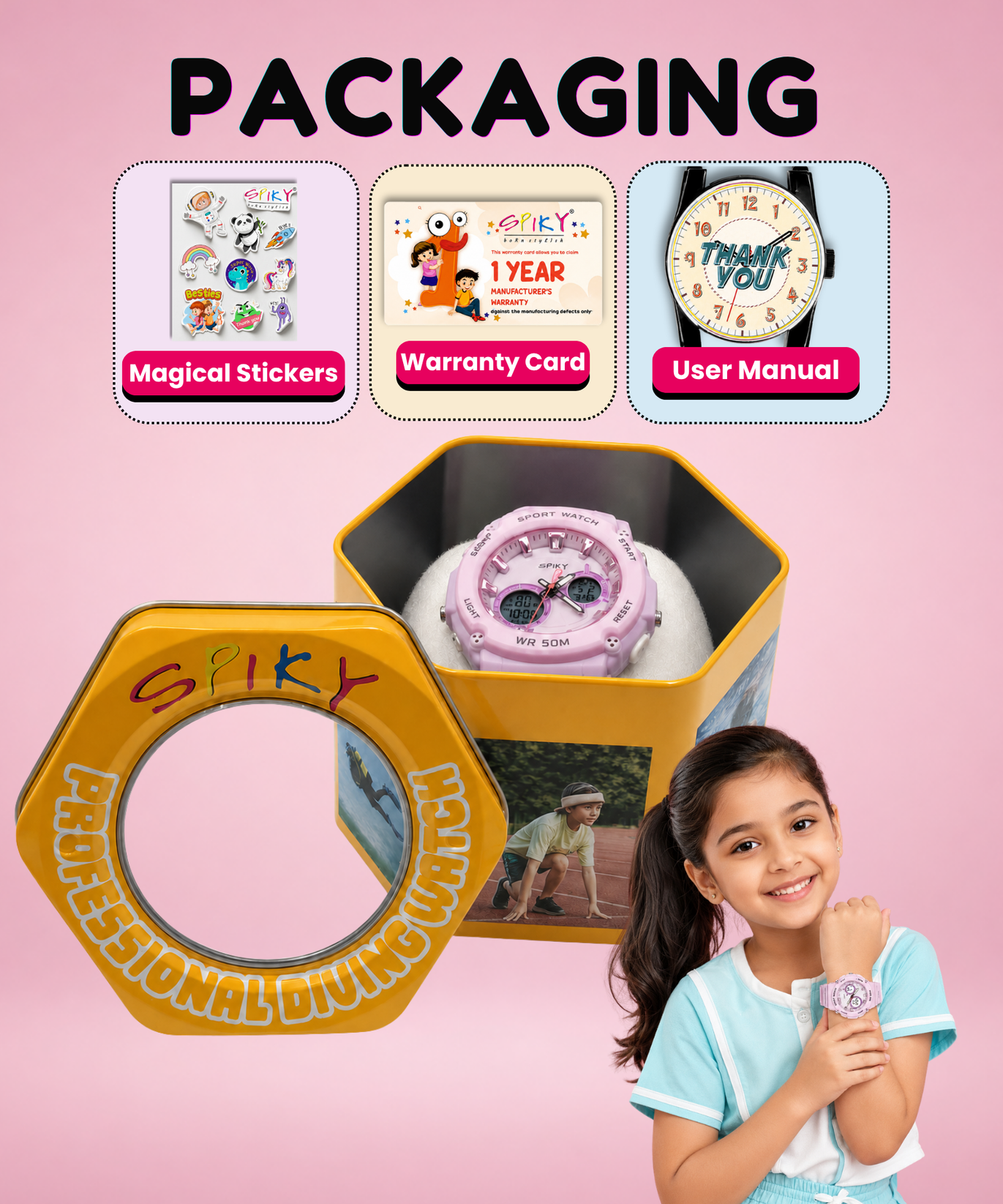 Spiky Analog-Digital Sports Watch for Kids Girls