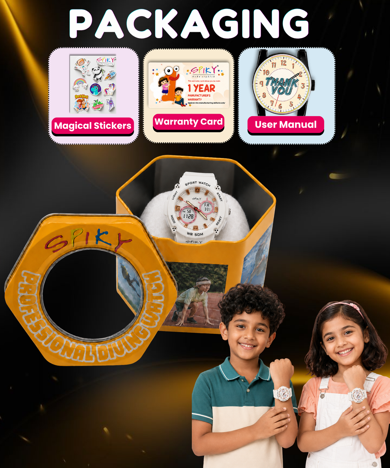 Spiky Analog-Digital Sports Watch for Kids Boys and Girls