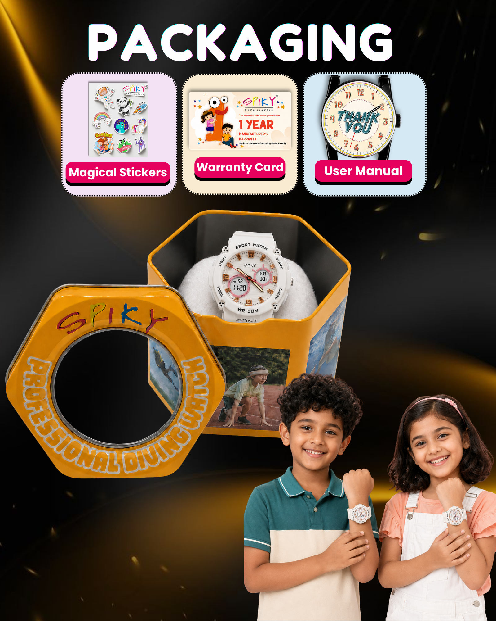 Spiky Analog-Digital Sports Watch for Kids Boys and Girls