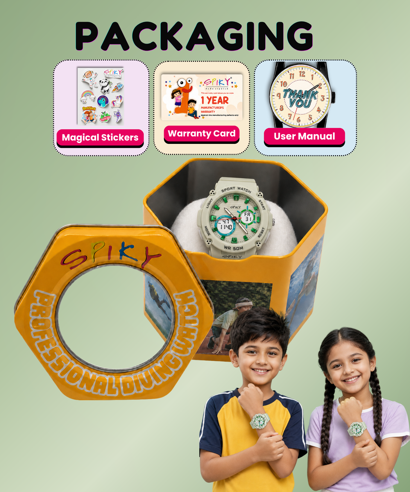 Spiky Analog-Digital Sports Watch for Kids Boys and Girls