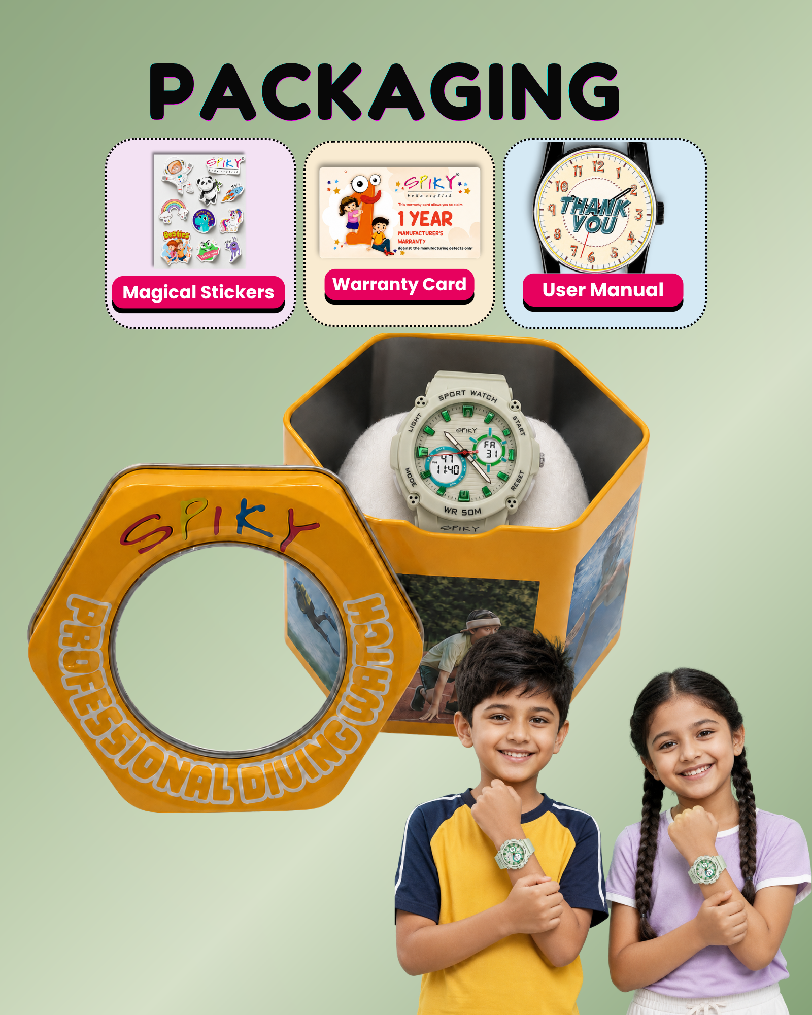 Spiky Analog-Digital Sports Watch for Kids Boys and Girls