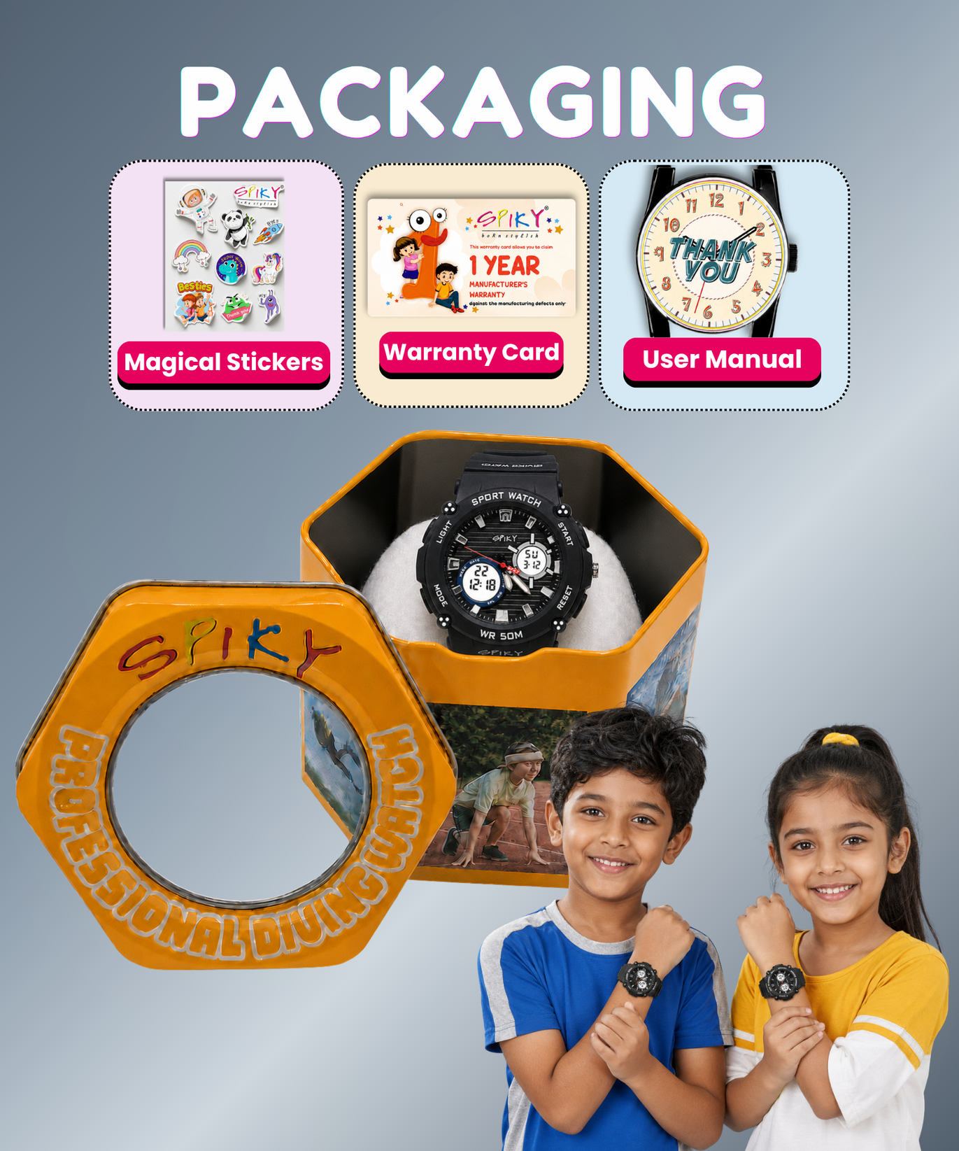 Spiky Analog-Digital Sports Watch for Kids Boys and Girls