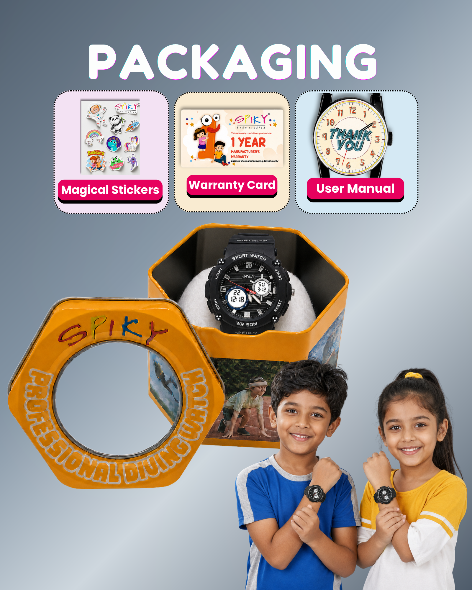 Spiky Analog-Digital Sports Watch for Kids Boys and Girls
