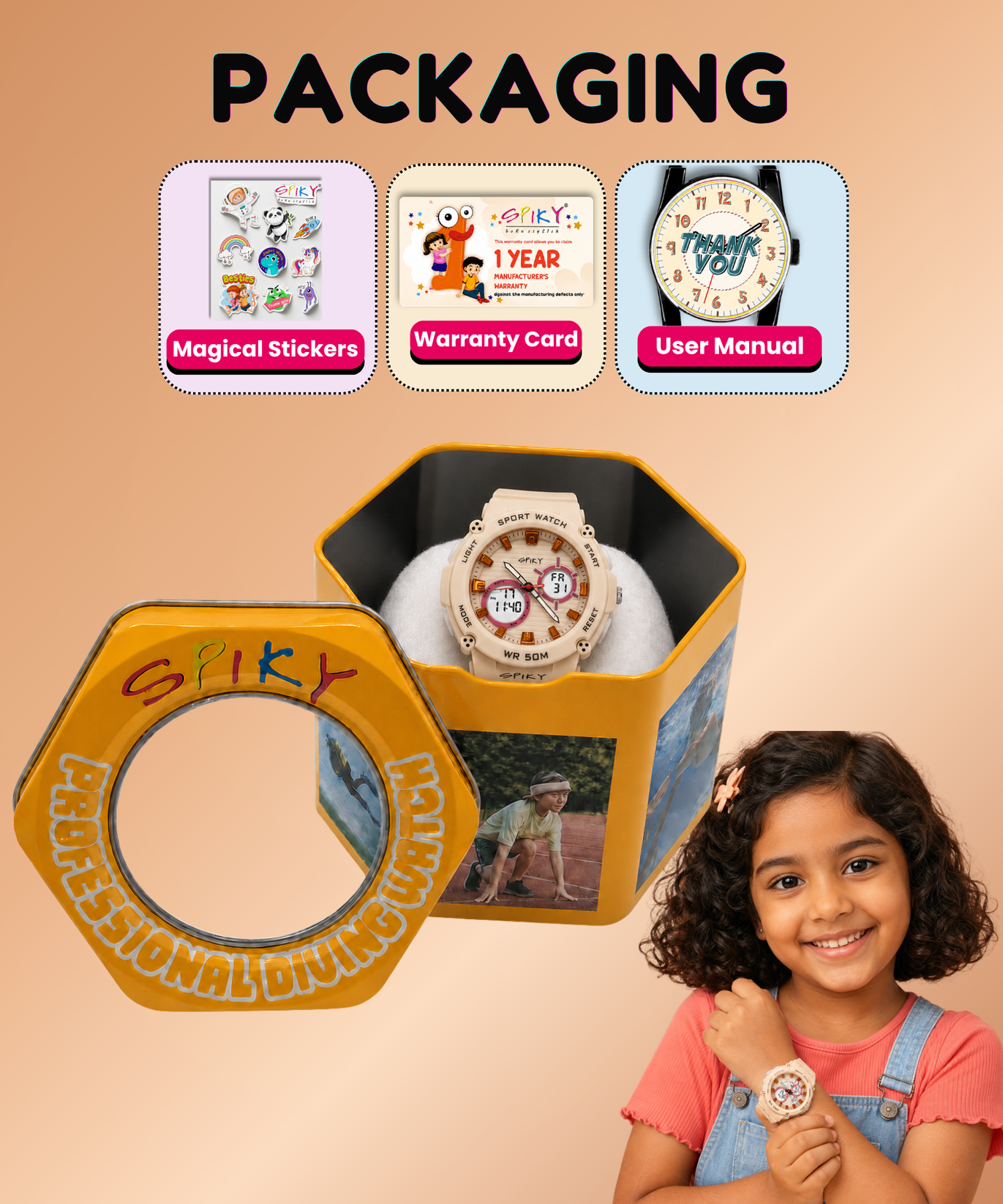 Spiky Analog-Digital Sports Watch for Kids Girls