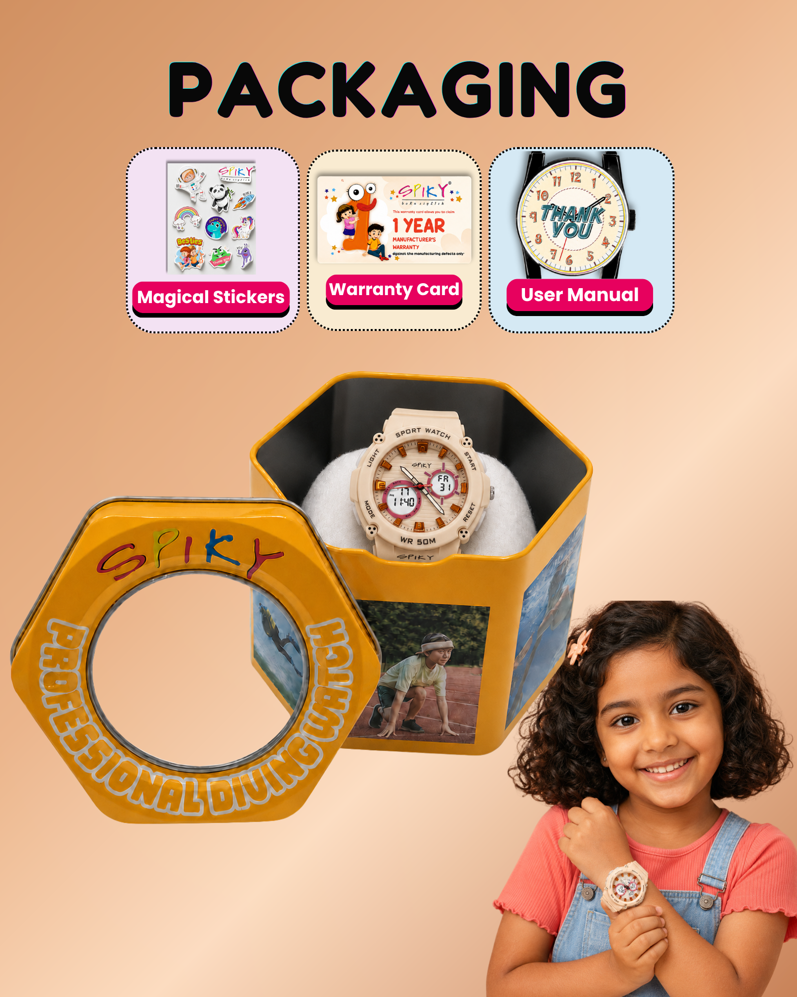 Spiky Analog-Digital Sports Watch for Kids Girls