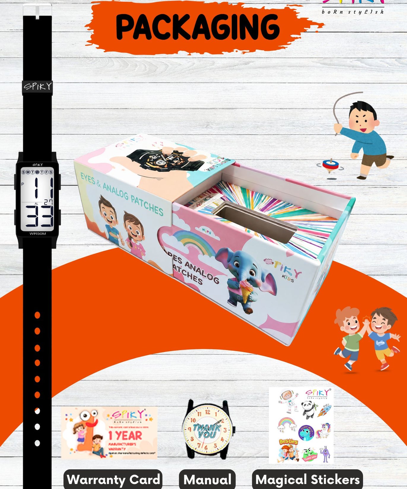 Spiky Multi-functional Digital Sports Watch for Kids EVA44