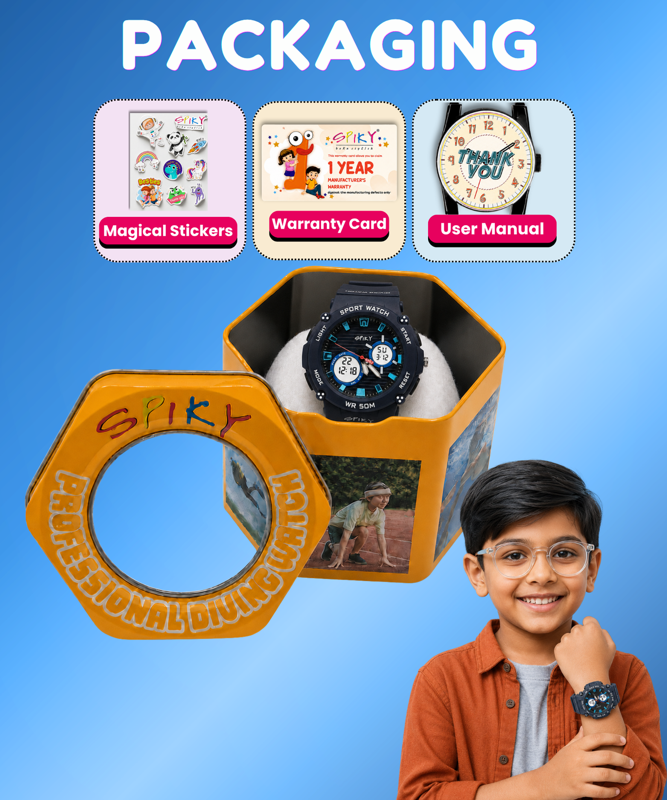 Spiky Analog-Digital Sports Watch for Kids Boys