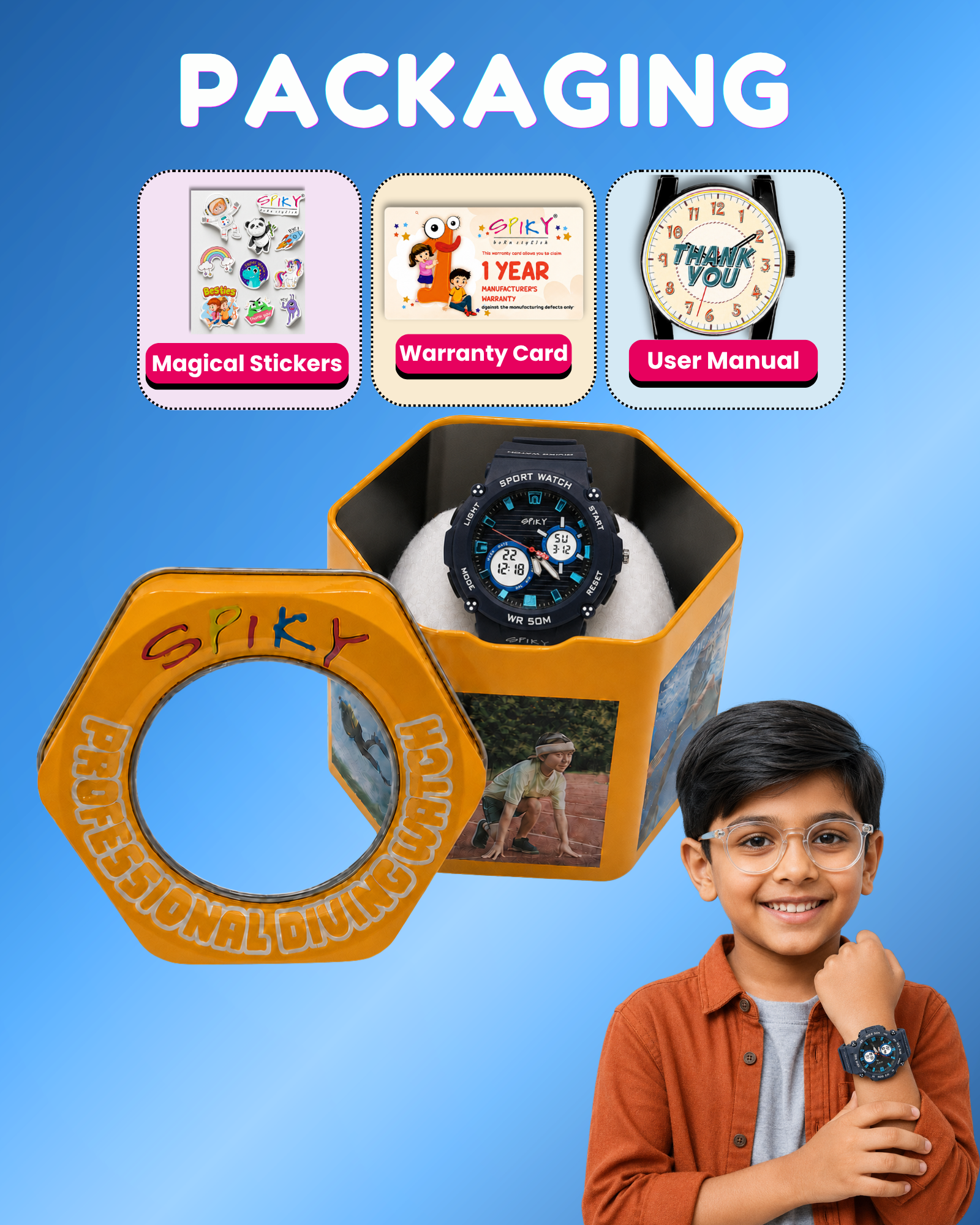 Spiky Analog-Digital Sports Watch for Kids Boys