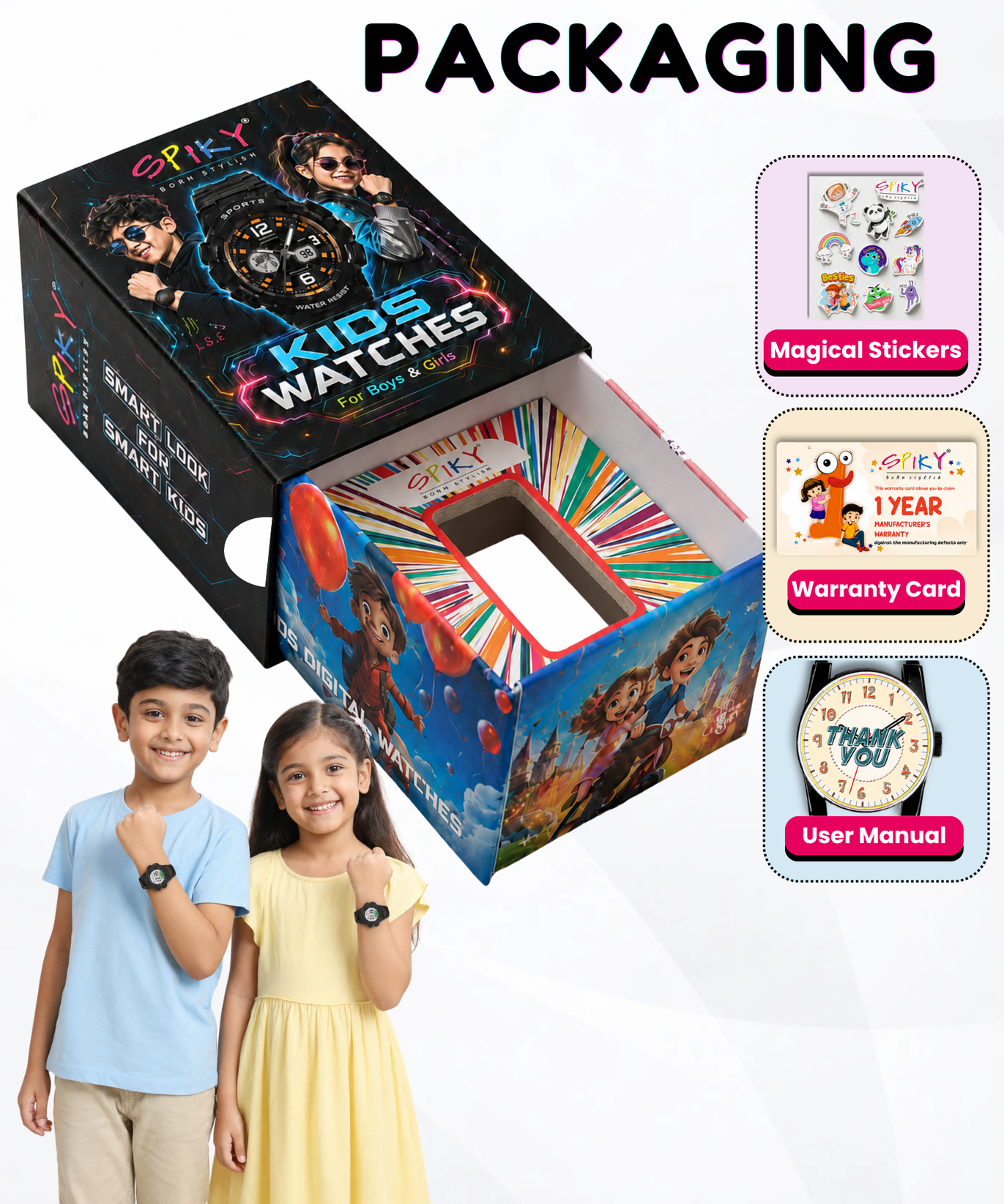 Spiky EVA52 Round Digital Sports Watch for Kids
