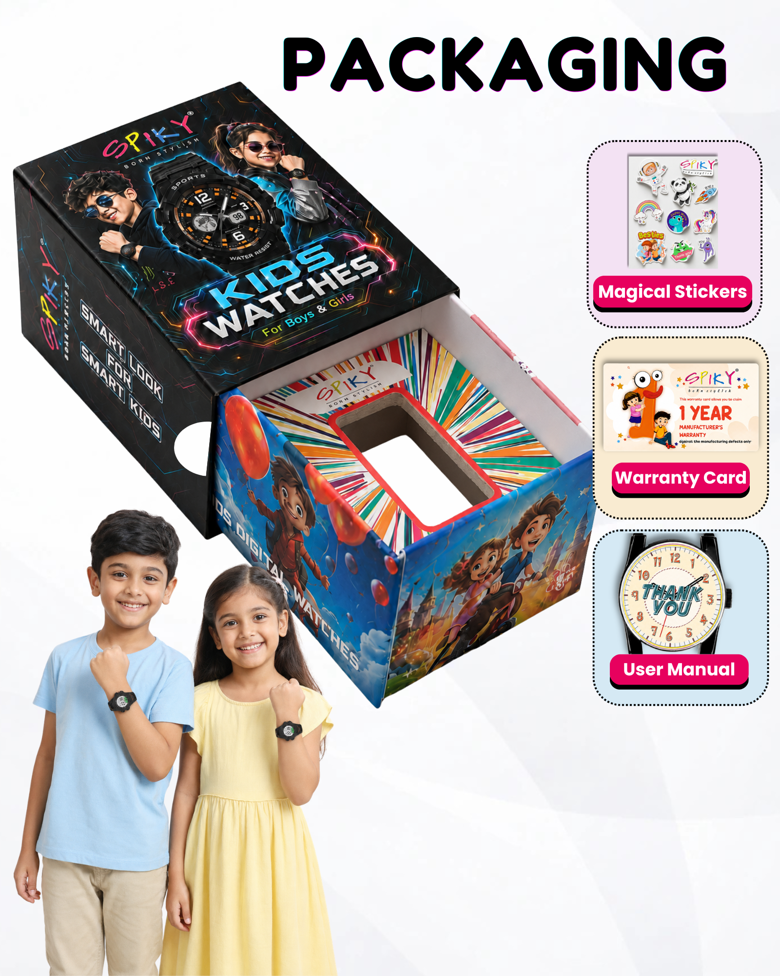 Spiky EVA52 Round Digital Sports Watch for Kids