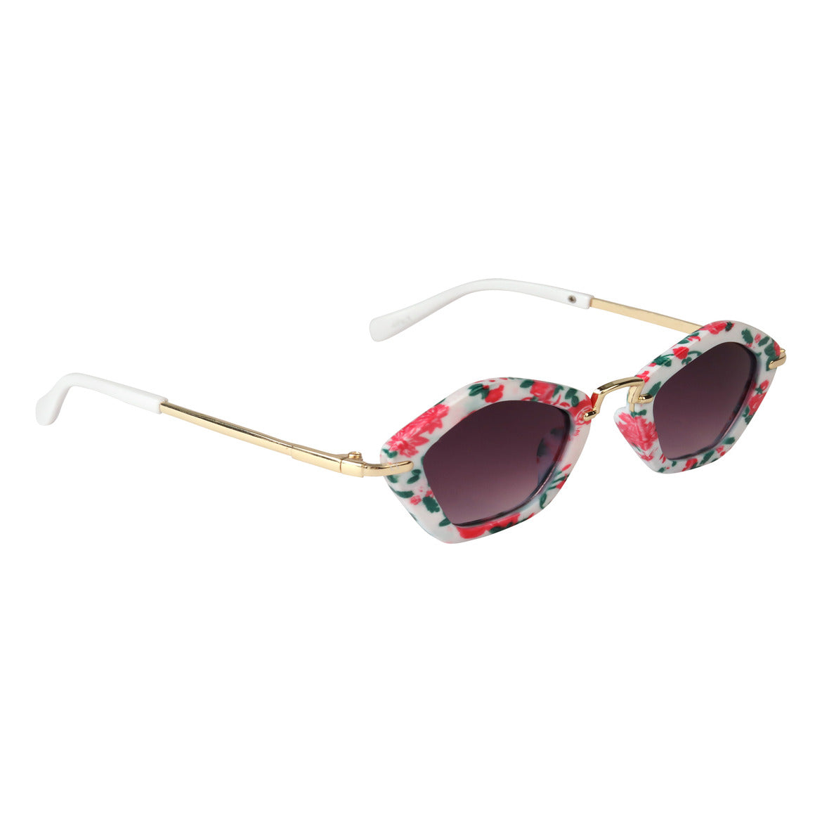 Spiky Hexagon UV Protected Sunglass - Multicolour White